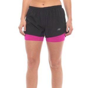 Women's New Balance Workout Shorts - Black/Pink S